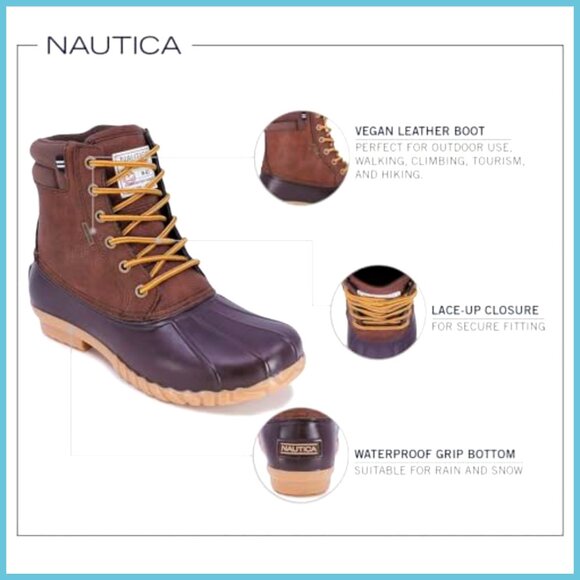 Waterproof Faux Leather Duck Boots Insulated Snow Rain Winter Lace-Up main image 5